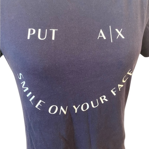 Armani Exchange Smiley Face Logo Womens T-shirt - Picture 3 of 6